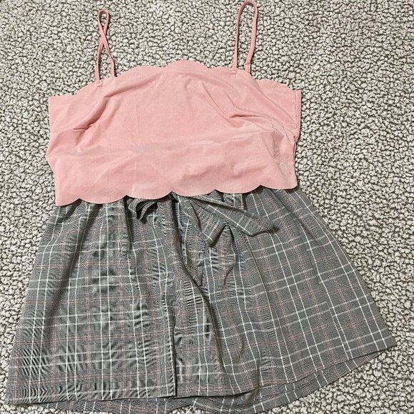 Shein Plaid, Belted Shorts and Cami Combo Size 2XL - Picture 2 of 8